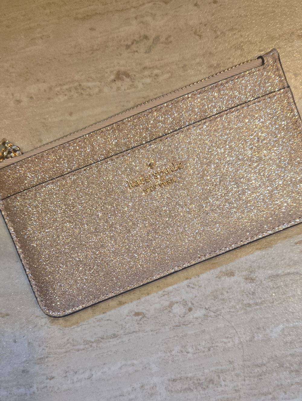 Kate Spade New York Gold Glitter Slim Wallet